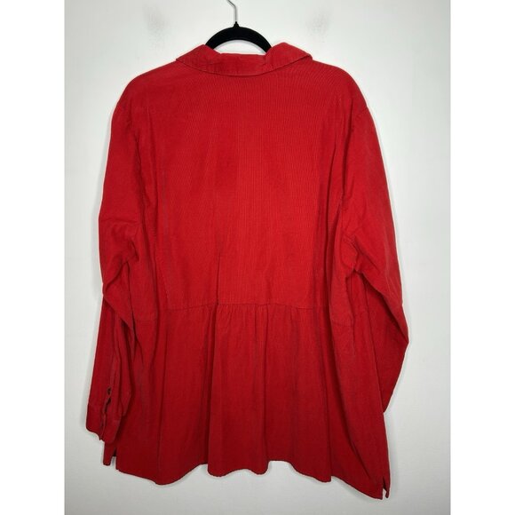 J. Jill Shirt Women's Red Corduroy Button Up Tunic Preppy Classic Plus Size 3X - Picture 8 of 8